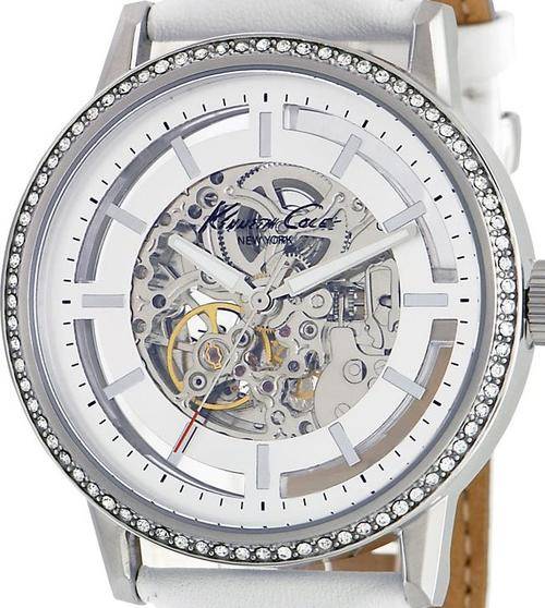 KENNETH COLE Crystal Accented Skeleton Automatic Oversized Ladies Watch