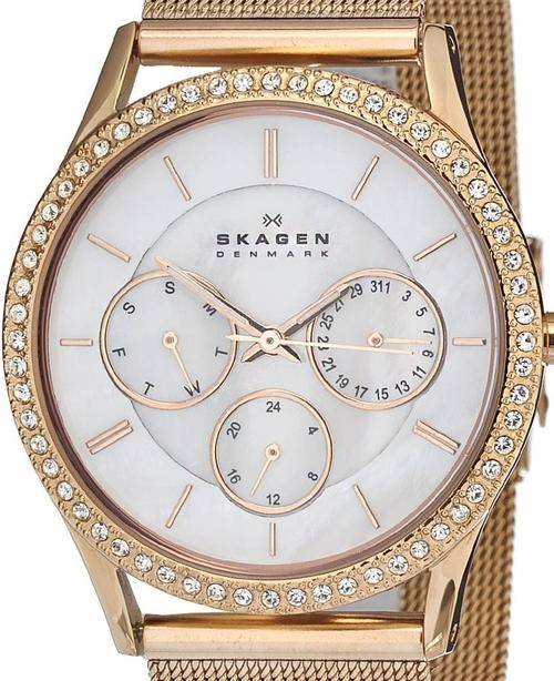 SKAGEN Denmark Rose Gold Mother Of Pearl Multifunction Ladies Watch