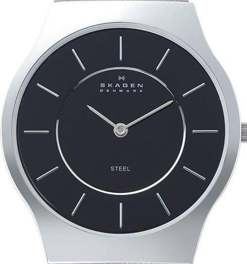 Authentic SKAGEN Denmark Ultra Slim Black Leather Mens Watch