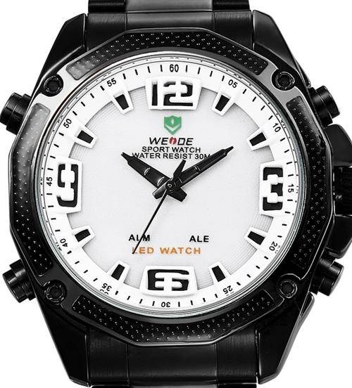 WEIDE Alarm LED Stainless Steel Mens Watch