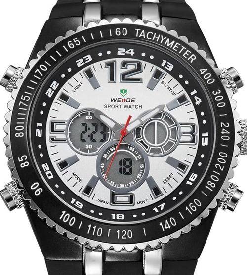 WEIDE Dual Time Alarm Chronograph Oversized Mens Watch