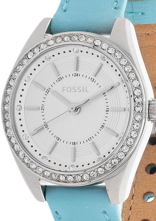 Authentic FOSSIL Classic Crystal Accented Blue Ladies Watch