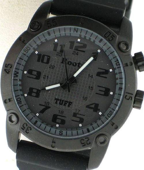 Authentic ROOTS TUFF Late Night Black Silicone Mens Watch