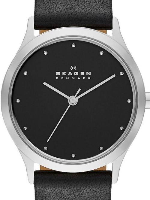 Authentic SKAGEN Denmark Classic Black Leather Ladies Watch