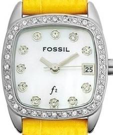 Authentic FOSSIL Crystal Accented Mother Of Pearl Ladies Watch