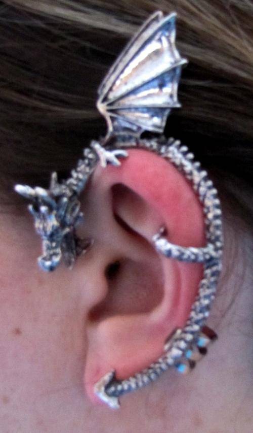 Dragon wrap around earring / ear cuff **Silver**