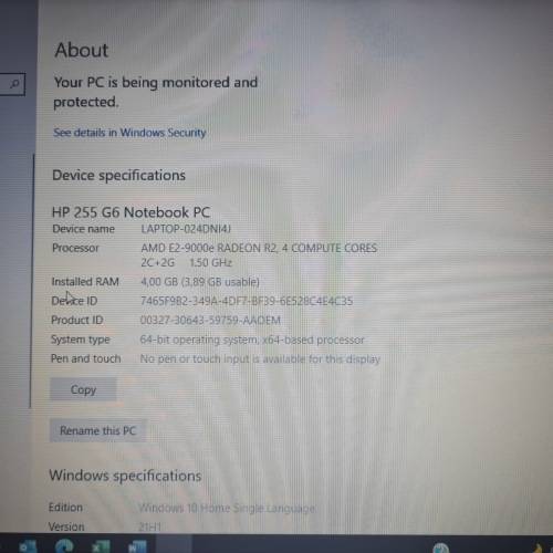 HP 255 G6 AMD E2-9000 15.6` Notebook laptop + Power cable - No box - quick 1 day auction