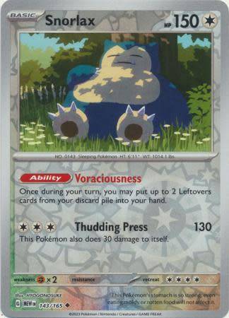 Pokemon Trading Card Game 151 - Snorlax - 143/165 - English - reverse holo