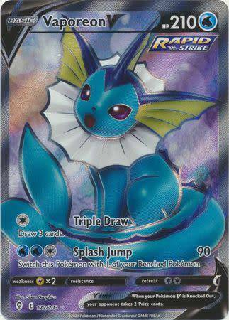 Pokemon Trading Card Game - Vaporeon V - 172/203 - Full Art Ultra Rare Sword & Shield: Evolving Skie