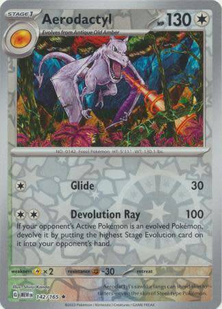 Pokemon Trading Card Game - Aerodactyl - 142/165 - Holo Rare Reverse Holo Scarlet & Violet 151