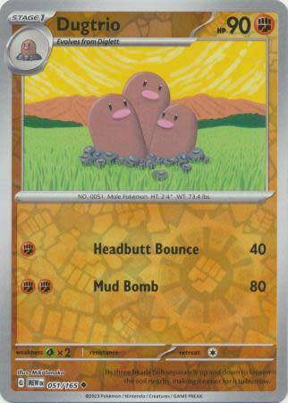 Pokemon Trading Card Game - Dugtrio - 051/165 - Uncommon Reverse Holo Scarlet & Violet 151