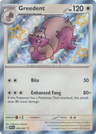 Pokemon Trading Card Game - Greedent - 206/091 - Shiny Rare Paldean Fates
