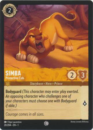 Disney Lorcana Trading Card Game - Simba - Protective Cub - 20/204 - Common The First Chapter