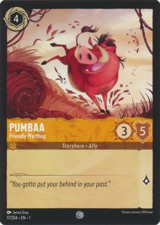 Disney Lorcana Trading Card Game - Pumbaa - Friendly Warthog - 17/204 - Common The First Chapter