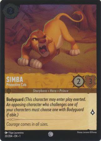 Disney Lorcana Trading Card Game - Simba - Protective Cub - 20/204 - Common Cold Foil The First Chap