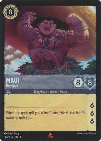 Disney Lorcana Trading Card Game - Maui - Demigod - 185/204 - Rare The First Chapter