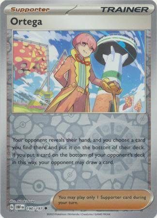 Pokemon Trading Card Game - Ortega - 190/197 - Uncommon Reverse Holo Scarlet & Violet: Obsidian Flam