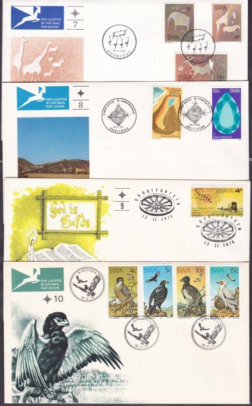 SWA - 4 X NICE ASSORTED FDC'S, FDC NO.7 & 8 & 9 & 10 - ALL FAIR!!!!!