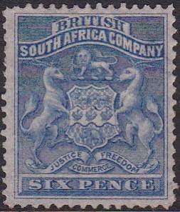 BSAC - 1892 ARMS, 6D ULTRAMARINE SINGLE STAMP, FINE M/M - CV:R1100!!!!!