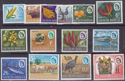SOUTHERN RHODESIA - 1964 QE2, DEF SET OF SINGLES TO 1 POUND, FINE U/M - CV:R670!!!!!