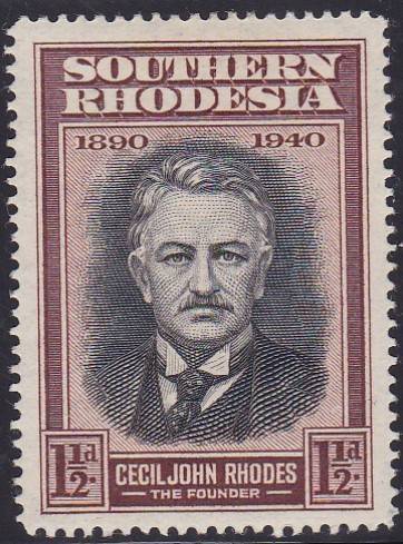 SOUTHERN RHODESIA-CECIL JOHN RHODES FINE M/M SINGLE,VARIETY=EXTRA LINES OF SHADING ON COLLAR-CV:R350
