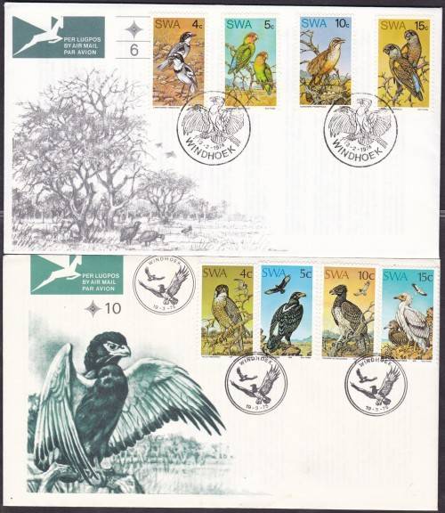 SWA - RARE SMALL BIRDS & BIRDS OF PREY, FDC NO.6 & NO.10 - BOTH FINE!!!!!