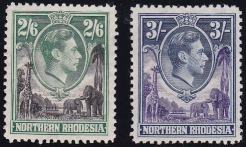 NORTHERN RHODESIA - 1938 KGVI SINGLES, 2/6 SHILLINGS & 3 SHILLINGS, BOTH FINE LIGHTLY M/M - CV:R510!
