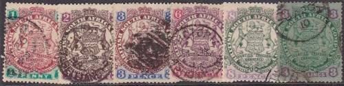 BSAC RHODESIA - 18971 LARGE ARMS, FINE USED ASSORTED SINGLES TO 3 SHILLINGS - CV:R1220!!!!!