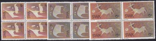 SWA - TWYFELFONTEIN ROCK ENGRAVINGS, SET OF 3 IN BLOCKS OF 4, FINE U/M - CV:R400!!!!!
