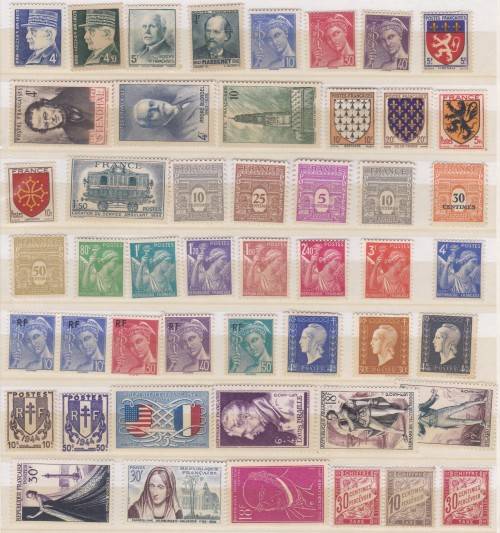 FRANCE - NICE ASSORTMENT OF SINGLES ON PAGE, MOSTLY MINT WITH SOME U/M - POSSIBLE GOOD VALUE!!!!!