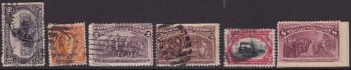 USA - EARLY ASSORTED SINGLES, FAIR USED + 8c MINT (STUCK TO PIECE) - CV:R2320!!!!!