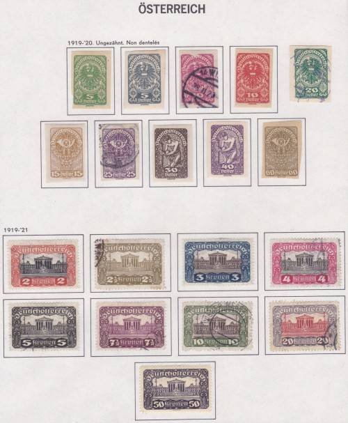 AUSTRIA - 1819-1820 & 1821, 2 X SETS OF SINGLES TO 50 KRONEN - MIXED MINT & USED!!!!!