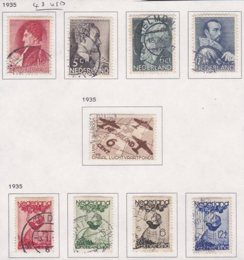 NETHERLANDS - 1935, 2 X FINE USED SINGLE SETS + SINGLE AIRMAIL - CV:R710!!!!!