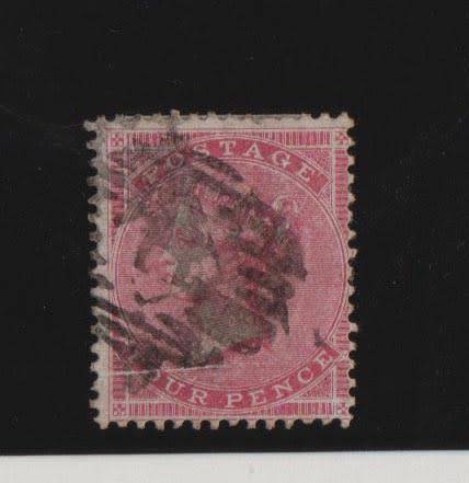 GREAT BRITAIN-Q VIC-1855-57 FOUR PENCE CARMINE-CV R7500-GOOD USED STAMP,WITH HINGE REMAINDER