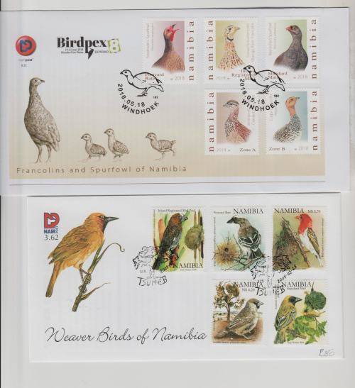 NAMIBIA-BIRDPEX FDC5.31-AND WEAVER BIRDS FDC 3.62-BOTH FINE,BOTH AS ONE LOT-2 X SCARCE FDC