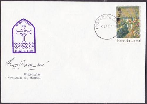 TRISTAN DA CUNHA - ST. MARY CHURCH FDC, SIGNED BY CHAPLAIN - FAIR!!!!!