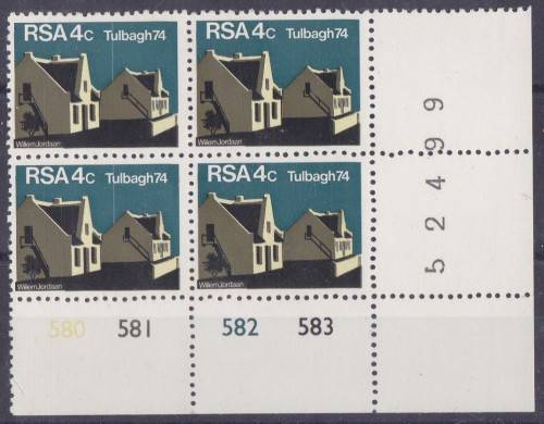RSA - TULBAGH, 4c CONTROL U/M, VARIETY=VERTICAL WHITE LINE THROUGH 2 LEFT STAMPS!!!!!