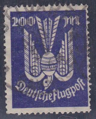 GERMAN EMPIRE - 1928 AIRMAIL, 200 MARK BLUE SINGLE, FINE USED, CERTIFIED ON BACK OF STAMP - CV:R960!