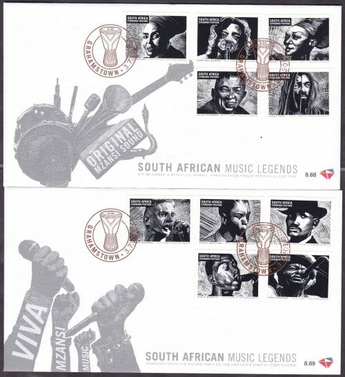 RSA - SOUTH AFRICAN MUSIC LEGENDS, FDC SET 8.68 & 8.69 - FINE AS NEW!!!!!