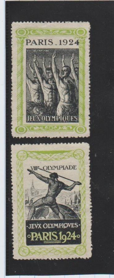FRANCE-PARIS OLYMPICS 1924-SET OF 2 LABELS-FINE MINT-SCARCE