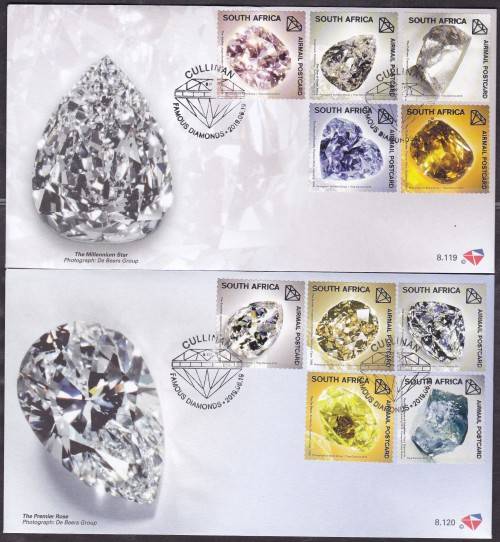 RSA - FAMOUS DIAMONDS OF SOUTH AFRICA, FDC SET 8.119 & 8.120 - FINE AS NEW!!!!!