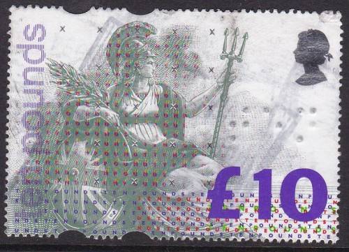 GB - BRITANNIA, 10 POUND SINGLE STAMP - FINE USED!!!!!