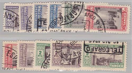 AFRICA/SPAIN/TANGIER - TELEGRAPH STAMPS, SINGLES TO 5PTS - ALL FINE USED!!!!!