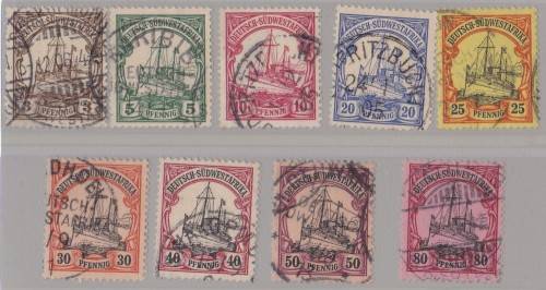 GERMAN SWA - 1901 KAISER YEACHT, 3PF TO 80PF (NO WMK), FINE USED SINGLES - CV:R820!!!!!