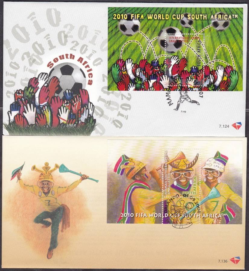 RSA - 2 X NICE 2010 FIFA WORLD CUP FDC`S, FDC 7.124 + 7.136 - BOTH FINE AS NEW
