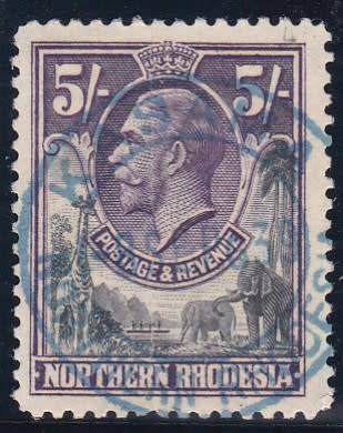 NORTHERN RHODESIA - KGV, 5/ SINGLE STAMP - FINE USED: SEEMS FISCAL CANCEL