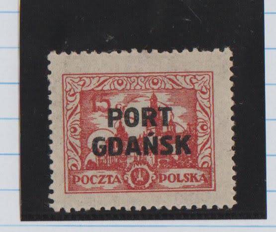 POLAND 1926-OVPT PORT GDANSK-15 GR FINE LMMCV R3700 (FOR UM-THIS ONE LMM)SCARCE STAMP