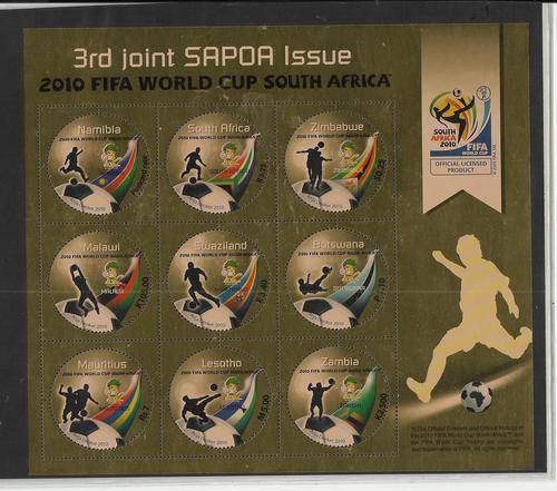 RSA-FIFA 2010 WORLD CUP-FULL SHEET-JOINT ISSUE,9 COUNTRIES-SCARCE-U.M.