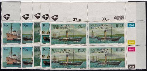 RSA - TUGBOATS OF SOUTH AFRICA, SET OF 5 CONTROL BLOCKS - U/M!!!!!