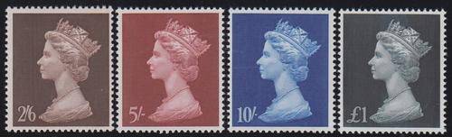 GB - 1969 QE2, SET OF 4 SINGLES TO 1 POUND - SUPERB U/M!!!!!